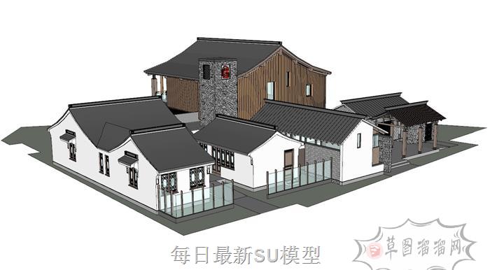 中式博物馆建筑SU模型分享作者是湖北松滋志邦橱