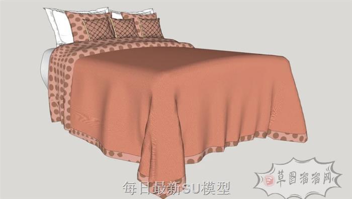 双人床床铺SU模型分享作者是贺小伟