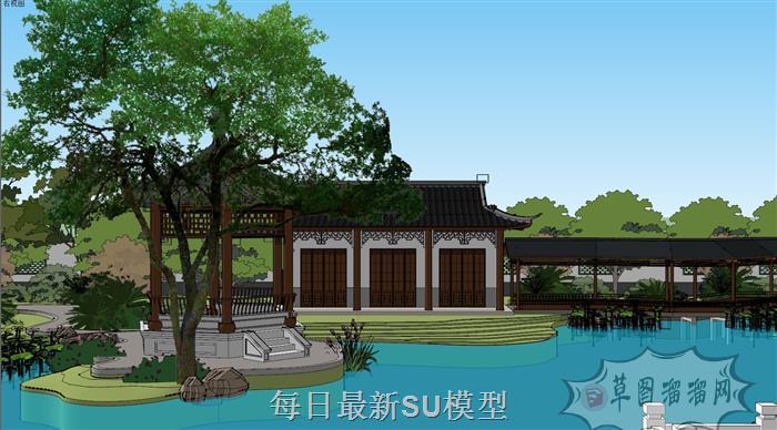 中式古典园林SU模型上传日期是2021-03-13