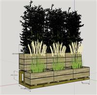 竹子花箱植物SU模型