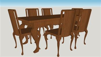 6人座餐桌椅家具SU模型