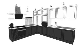 L型厨房橱柜SU模型