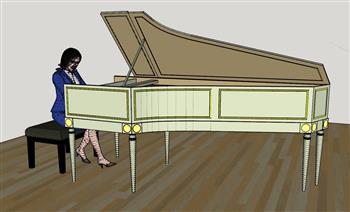 钢琴女人人物SU模型