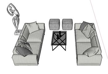抽象人物沙发SU模型
