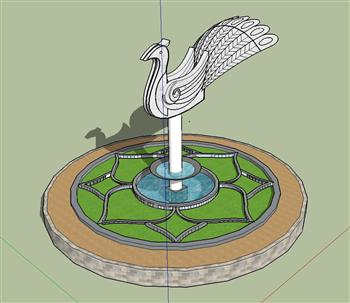 孔雀水景喷泉SU模型
