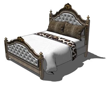 双人床床铺SU模型