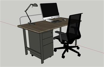 电脑桌办公桌椅SU模型