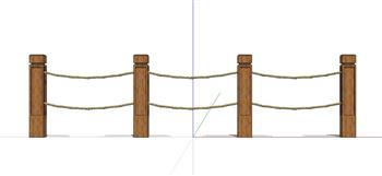 麻绳护栏栏杆SU模型