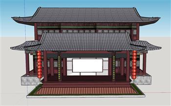 中式舞台建筑SU模型