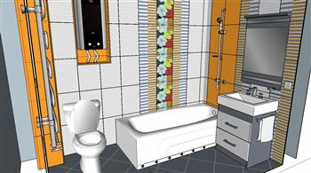 浴缸卫生间浴室柜SU模型