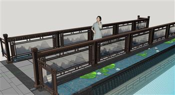 中式景观桥SU模型