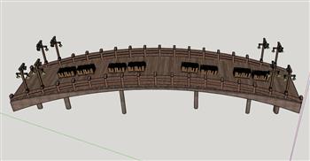 木质拱桥桥梁SU模型