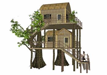 两层树屋住宅SU模型