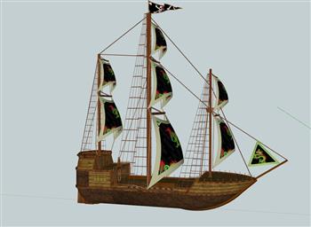 帆船战船海盗船SU模型