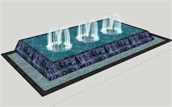 水池喷泉景观SU模型