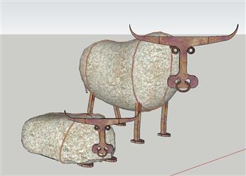 水牛工艺品雕塑SU模型
