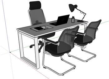 老板办公桌办公椅SU模型