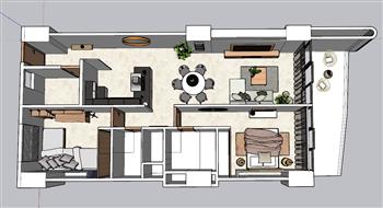 现代公寓住宅室内家装SU模型