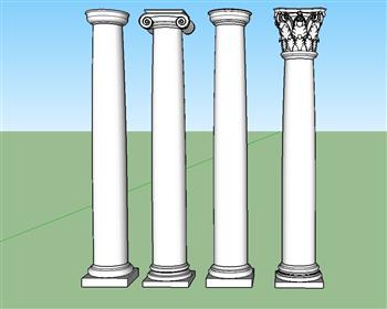 石柱罗马柱SU模型