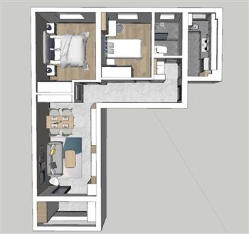 现代公寓室内家装su模型(ID26849)