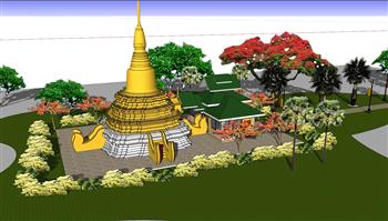 泰式古庙建筑SU模型