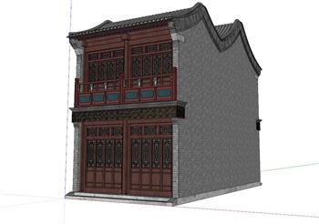 两层中式古建筑SU模型