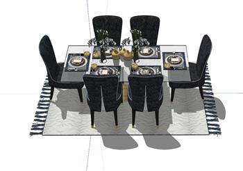 欧式餐桌椅家具SU模型(ID27258)