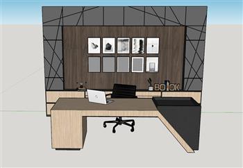 办公室书桌办公桌SU模型
