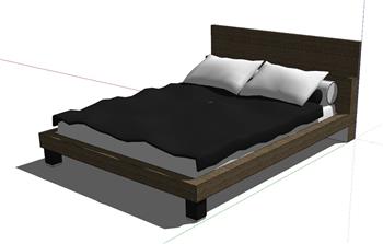 双人床床铺板床SU模型
