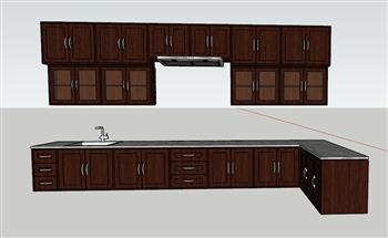 古典厨房橱柜SU模型