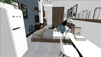 LOFT风格公寓室内家装su模型(ID27898)