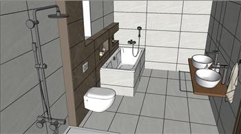 浴缸浴室柜洗手池SU模型