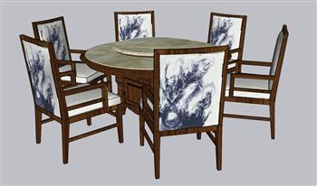 中式餐桌椅SU模型