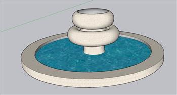 圆形喷泉水池SU模型