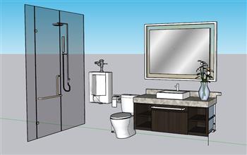 浴室柜浴卫玻璃SU模型