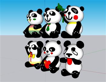 熊猫布娃娃玩具SU模型