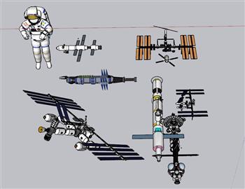 太空空间站宇航员SU模型
