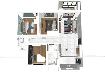 北欧公寓家装户型SU模型(ID28805)