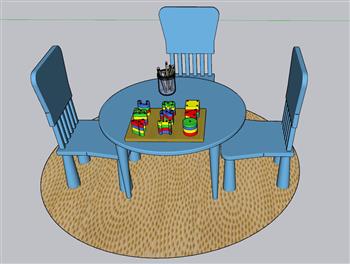 儿童玩具桌椅积木su模型(ID28950)