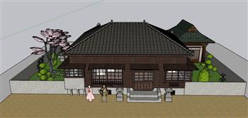 日式茶室庭院景观su模型(ID29099)