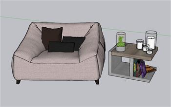 单人沙发边桌su模型(ID29150)