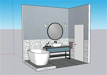 浴室柜洗手池浴室镜SU模型