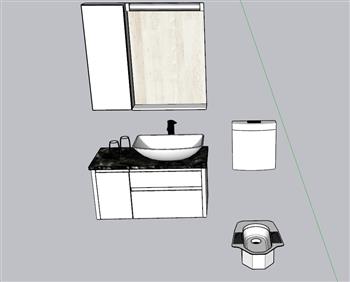 浴室柜蹲便器冲水箱SU模型