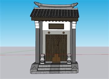 中式庭院入户门院门su官方模型库(ID29243)