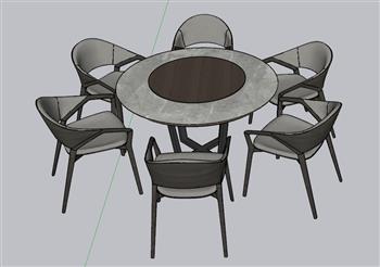 圆形餐桌椅餐桌椅SU模型