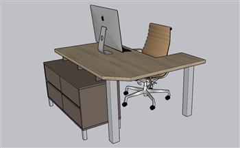 办公桌椅班台电脑桌SU模型