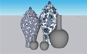 青花瓷花瓶SU模型