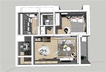 现代公寓家装户型su模型(ID29533)