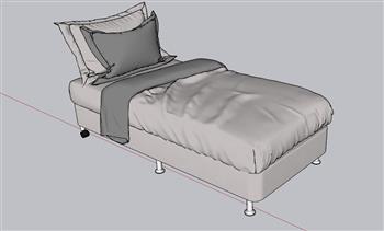 单人床床铺SU模型