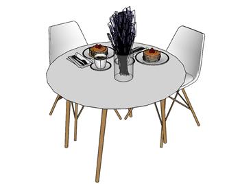 咖啡桌餐桌椅SU模型